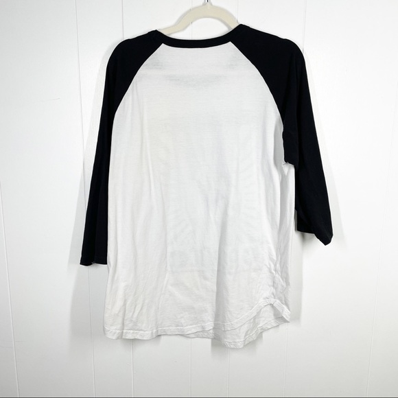 AC/DC Rock Sign Graphic White and Black Raglan 3/4 Sleeve Tee Size Large - Picture 2 of 4